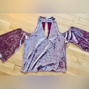 American Eagle Outfitters Velour Cold-Shoulder Blouse Sz Med